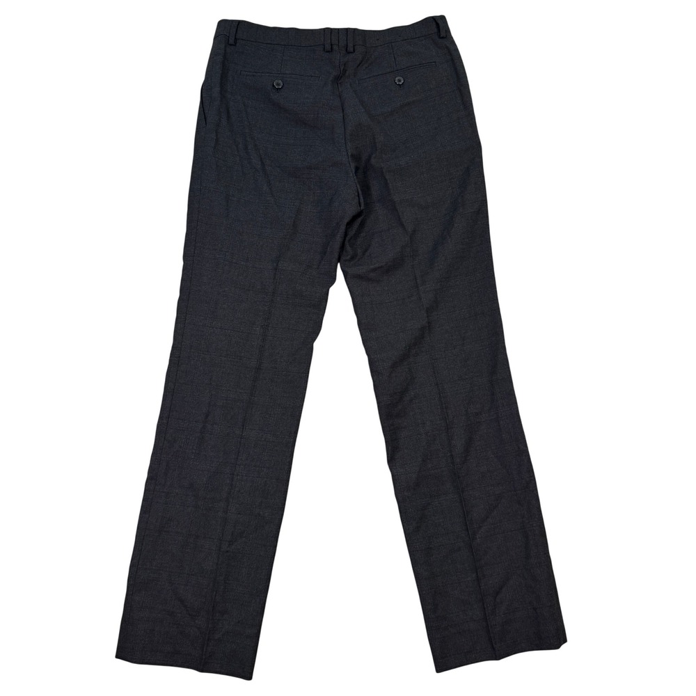 Banana Republic Mens 34x32 Suit Pants Charcoal Gray Plaid Flat Front Wool EUC - Picture 2 of 12